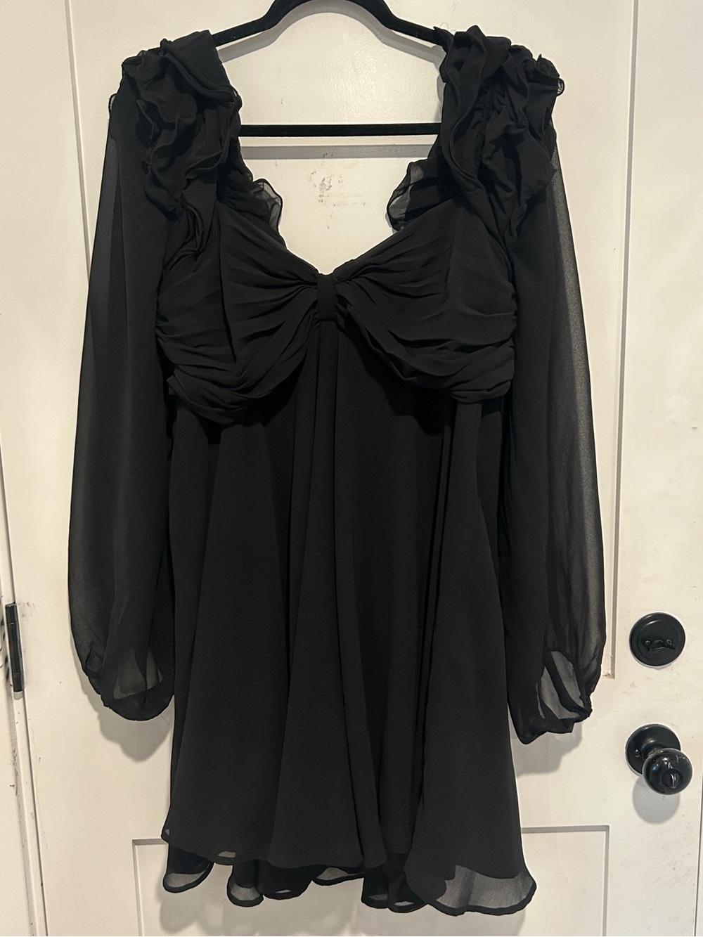 Anthropologie BHLDN Brigitta Long-Sleeve Sweetheart Chiffon Mini Dress SIZE XL - Picture 2 of 7
